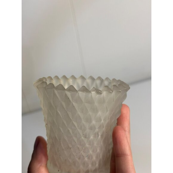 VTG Frosted Glass Diamond Point Votive Peg Candle Holders – Set of 2 Sconce Cups - Picture 5 of 7